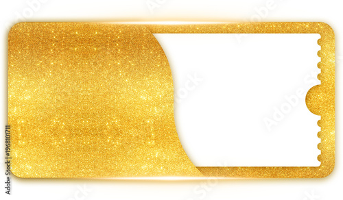 Gold glitter luxury discount voucher ticket illustration with sparkle