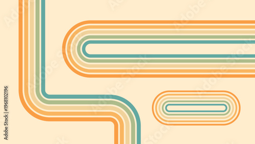 Abstract background of rainbow groovy Wavy Line design in 1970s Hippie Retro style. Vector pattern ready to use for cloth, textile, wrap and other.