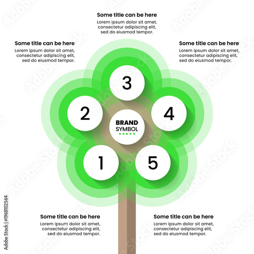 Infographic template. Abstract tree with 5 circles
