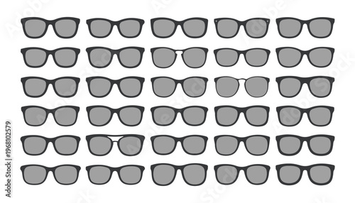 Gradient sunglasses collection with sleek modern frames for sun protection and fashion accessory needs.