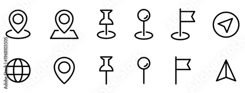 地図・マップ・ピン・位置のアイコンイラストライン