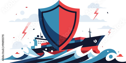Maritime Security and Protection of Cargo Ships on the Open Sea with a Protective Shield