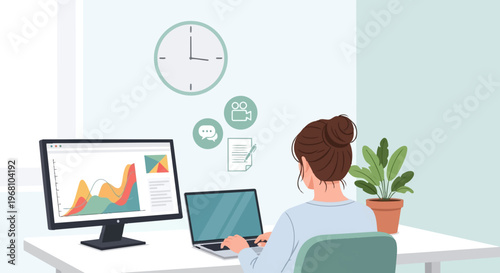 Woman working on laptop computer 6.