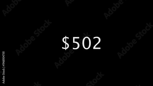 Digital Dollar Counter Increasing on Black Background