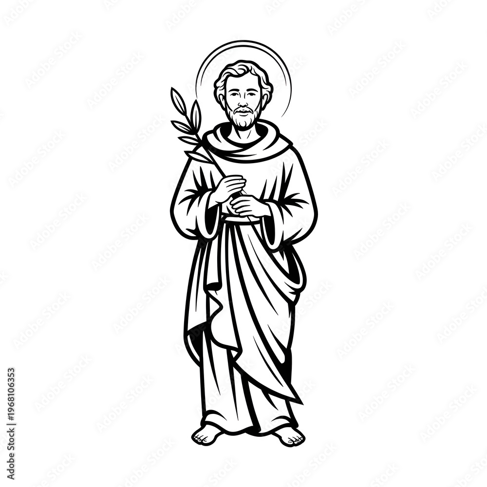 Obraz premium Saint joseph holding lily flower illustration