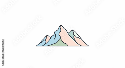 Minimalist Mountain Range Illustration Depicting Serene Scenery and Artistic Nature Representation