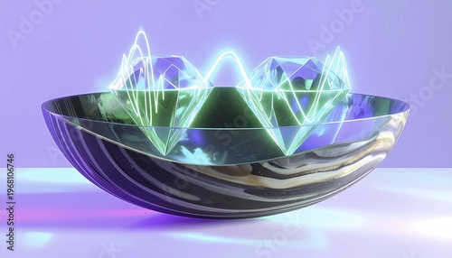 Abstract illustration of diamonds and glowing abstract lines