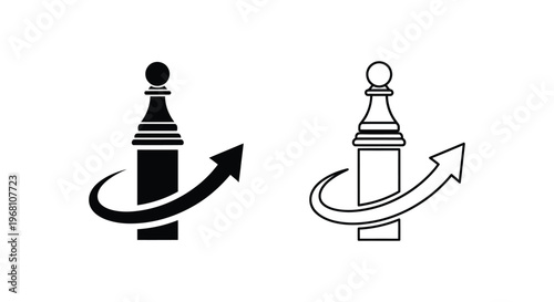 Strategy chess pawn, business growth arrow icon