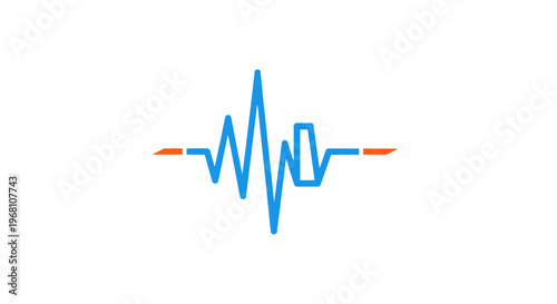 Graphic illustration of a vibrant medical or scientific pulse wave symbol on white background