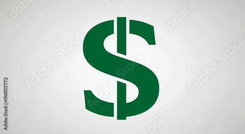 Green dollar sign logo on a white background, financial symbol icon design