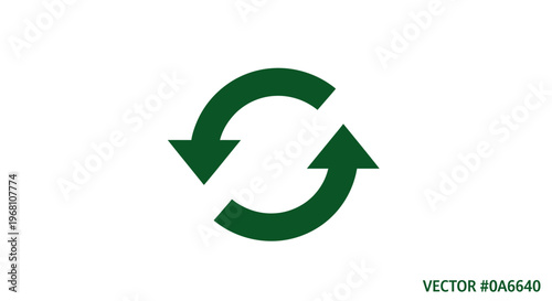Green Circular Arrows Icon Representing Renewal, Cycle, and Refresh on White Background