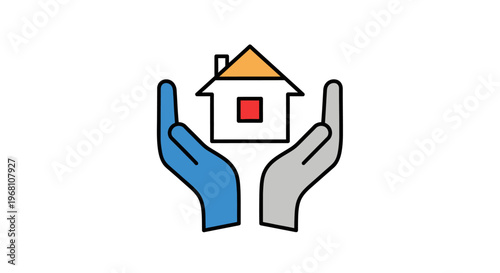 Iconic Representation of Home Protection and Security for Real Estate or Insurance Purposes