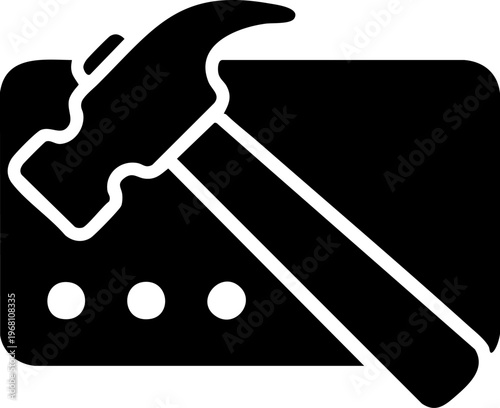 Black silhouette of hammer smashing credit card isolated on transparent background symbol for debt relief and financial bankruptcy concepts.