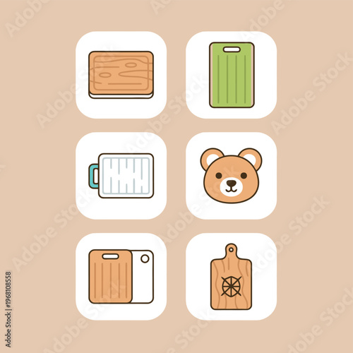Set of traditional Chinese dim sum and steamed buns with cute baozi mascot character and flour bag icons