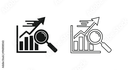 Growth chart icons, data analysis vector set