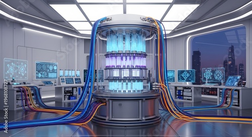 Futuristic High-Performance Computing Data Center with Advanced AI Supercomputer and Big Data Processing Infrastructure