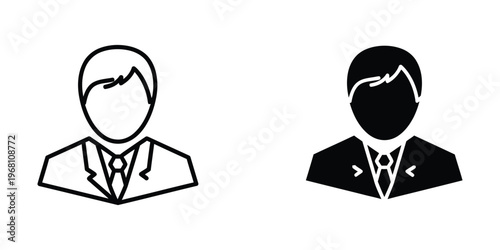 Contrasting business icons depicting formal attire with differing fill styles