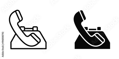 Comparison of old and modern landline telephone designs on different backgrounds