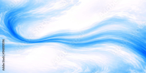 Abstract blue sky background featuring soft clouds and ocean waves with a bright sun light pattern creating a serene summer nature wallpaper design