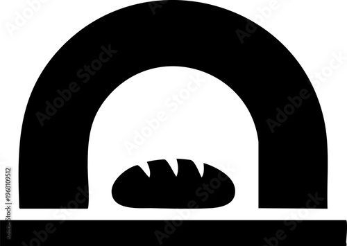 Bread inside rustic oven vector simple icon illustration food baking object.