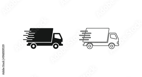 Fast delivery truck icons, express shipping set