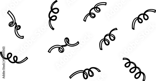 Collection of black swirly curly shapes.