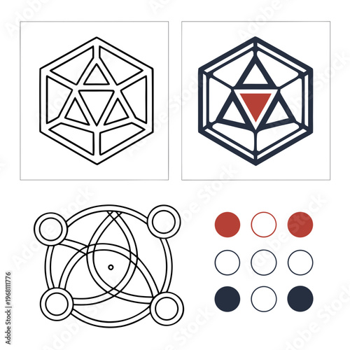 Abstract geometric shapes and sacred geometry designs for modern spiritual emblems, logo elements, and decorative prints.