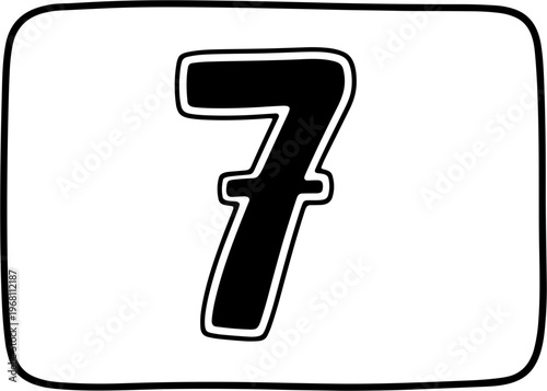Large Black Number Seven Sign.