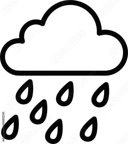 Rain Cloud with Raindrops Falling Down.