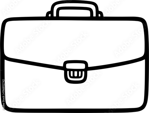 Simple Black Briefcase Front View.