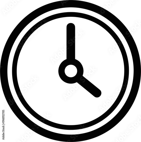 Simple Black Clock Face Icon.