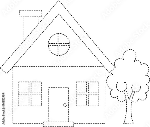 Simple house with roof and door.