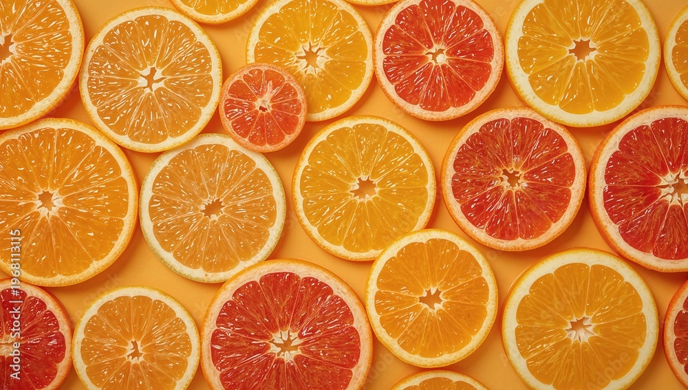Fototapeta premium Citrus Fruit Texture Background. Orange and grapefruit, Bright Fresh Food Pattern