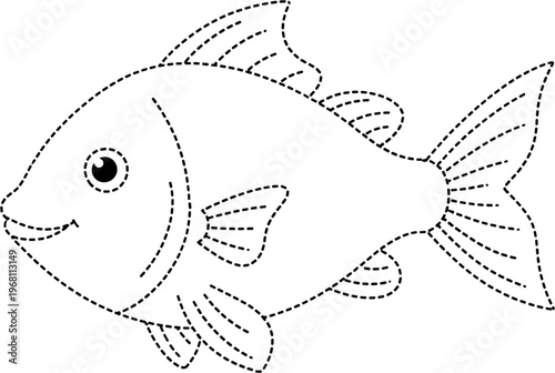 Smiling Cartoon Fish with Fins.