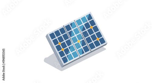 Illustration of a solar panel generating clean energy on a white background
