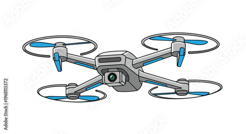 A modern aerial photography quadcopter drone illustration, perfect for technology and delivery concepts.