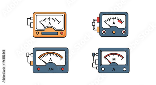 Ammeter Line art vector set simple abstract colorful shapes
