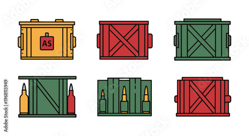 Ammo crate Line art vector simple abstract colorful pattern