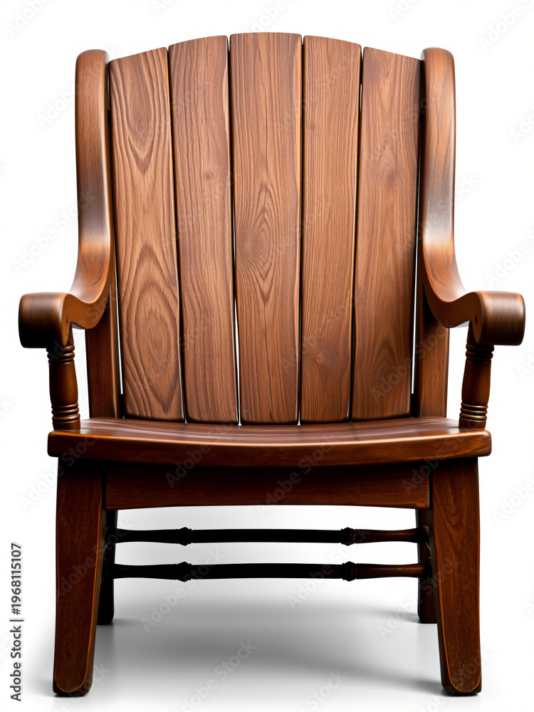Fototapeta premium old type big wood chair front look , PNG format image create white background 