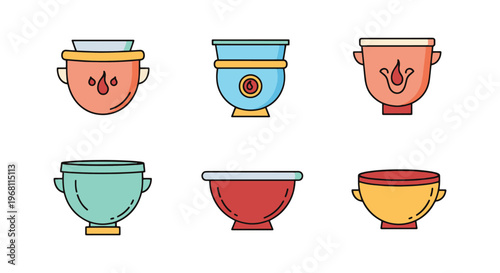 Crucible Line art vector set creative simple shapes illustration