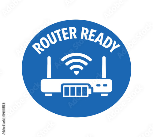 Router ready icon. wifi, router, wireless, internet, network, modem, signal. home network, connectivity, wireless access, online, router status. flat vector illustration isolated on white background.