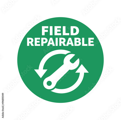 Field repairable icon. repair, maintainable, serviceable, on-site service, wrench, maintenance, field service, tool, fix. flat vector illustration isolated on white background.