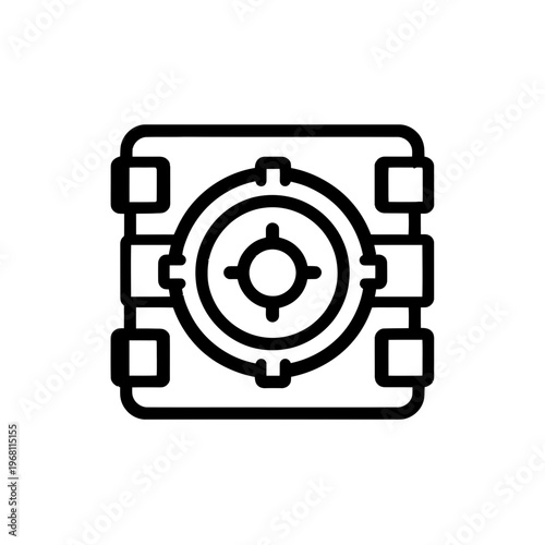 Minimalist vector icon of a bank vault isolated
