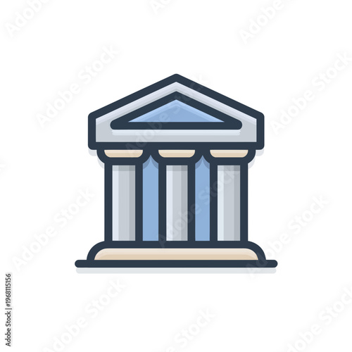 Minimalist Vector Icon of a Bank Building