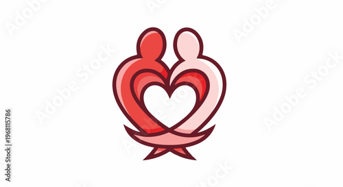 Stylized figures embracing to form a heart shape
