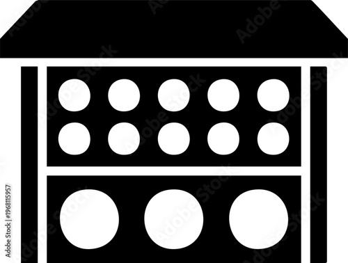 Industrial equipment with multiple circular containers arranged in rows for manufacturing or storage facility design.