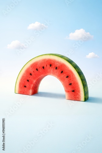 Watermelon Slice Arch Rainbow Shape Minimal Creative Concept