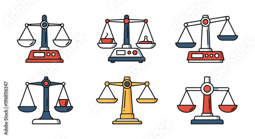 Analytical Balance Line art clean color shapes illustration