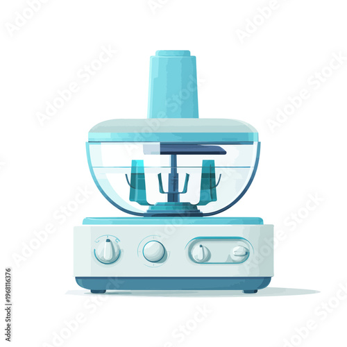 Modern Blue and White Food Processor Isolated on Transparent Background