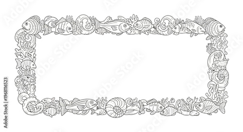 Ornate Rectangular Decorative Border Frame.